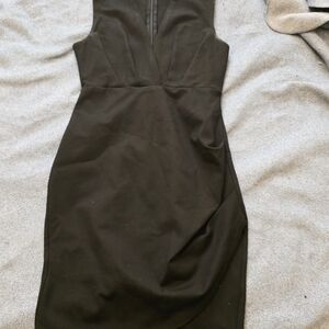 Lulu's Chic Black Deep V Front Stretch Mini Dress Sz S